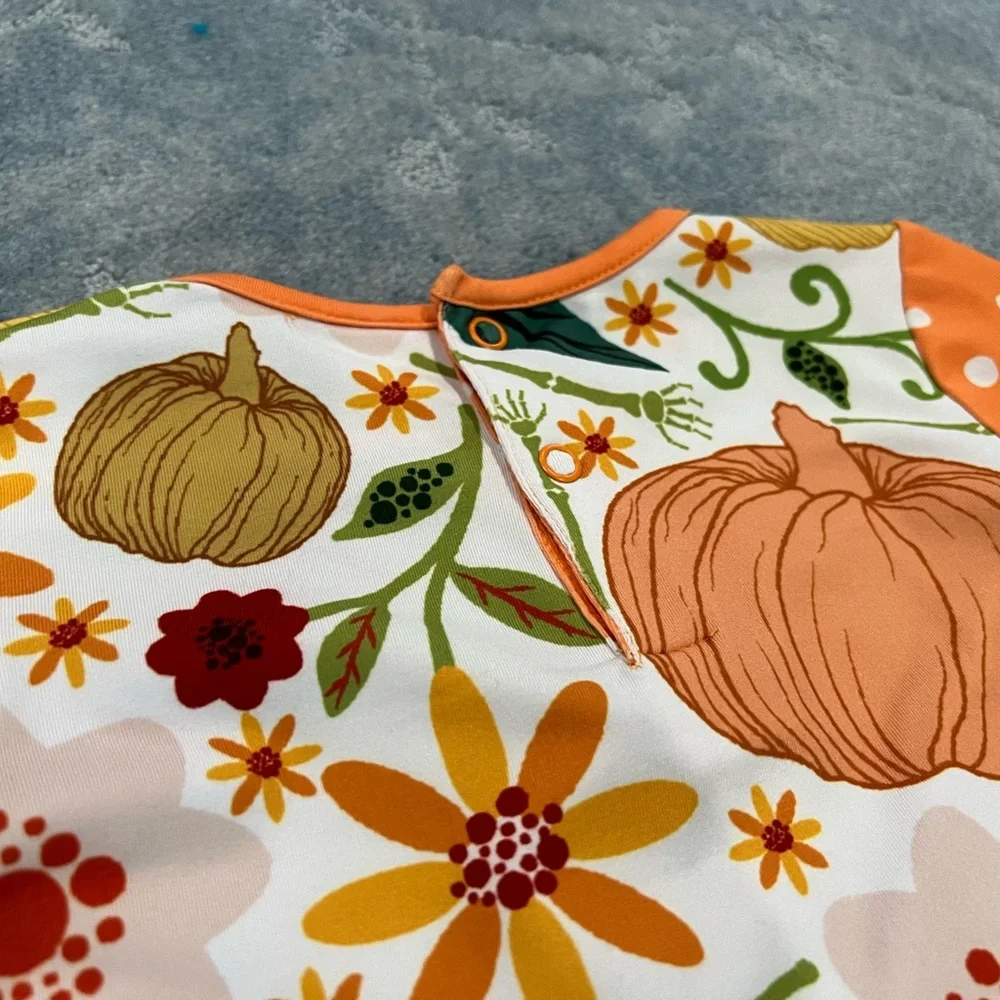 Festive Floral Pumpkin Costume Set - Orange and Green - Picture 8 of 8